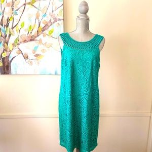 ELIZA J 💚TEAL GREEN💚 SLEEVELESS LACE DRESS PLUS SIZE 14 🌟EUC🌟